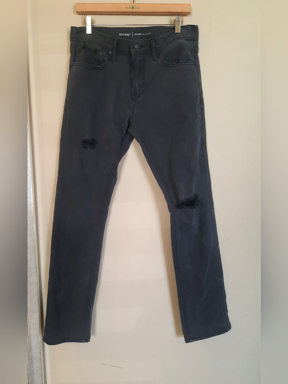 Old Navy Womens Charcoal Slim Straight Jeans with Subtle Distress